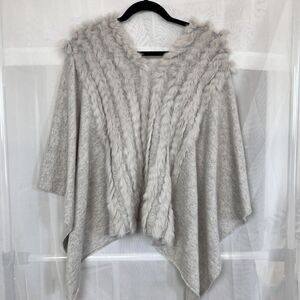 vintage Neiman Marcus cashmere wool blend poncho rabbit fur one size luxury rare